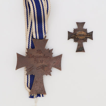 German WWII Bronze Mother's Cross W/ Miniature
