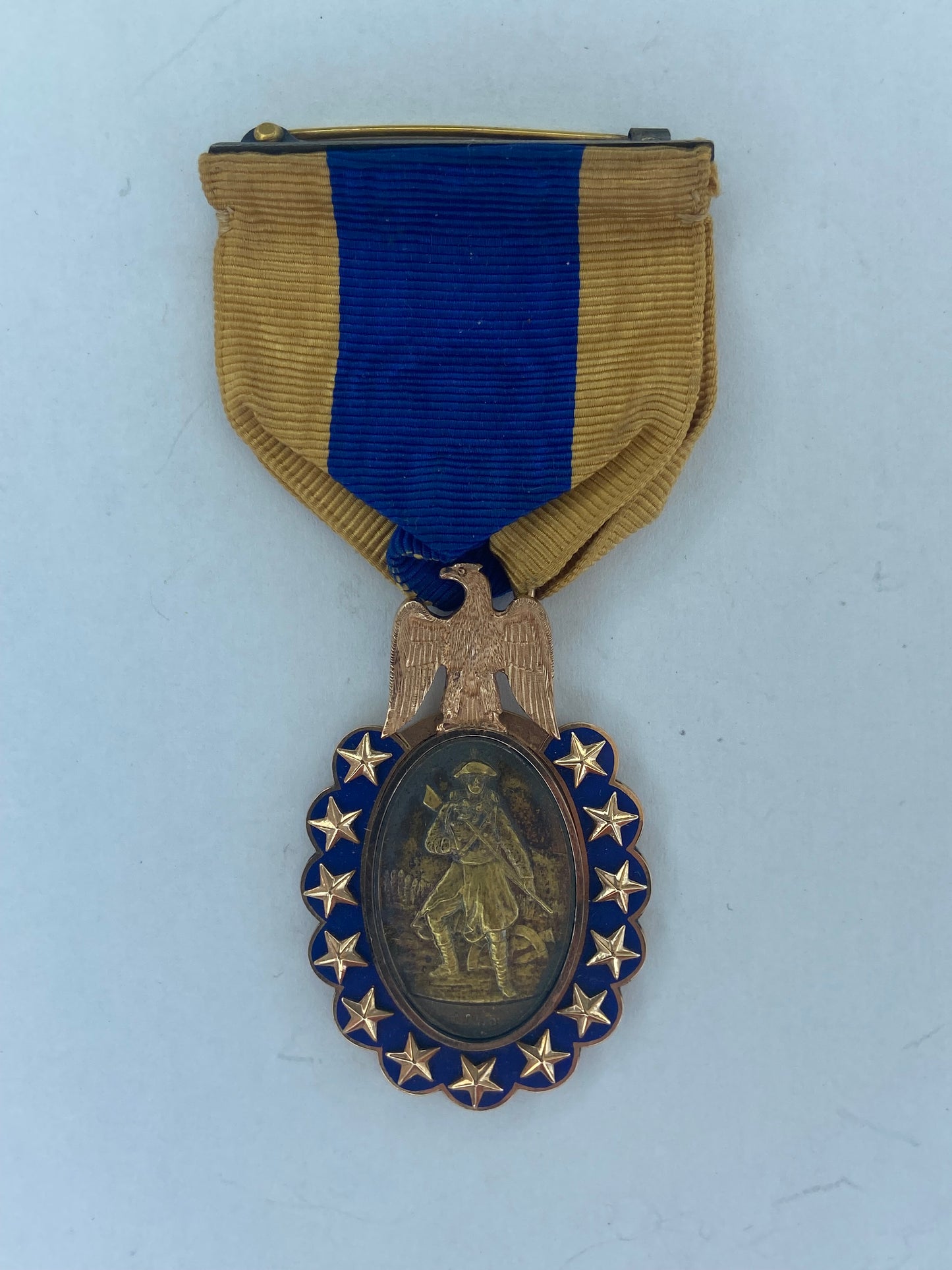 USA GROUP OF TWO SOCIETY BADGE MEDALS AWARDED TO THE SAME RECIPIENT.