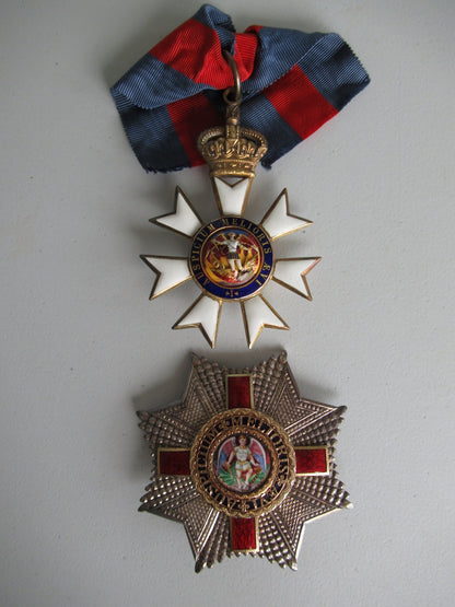 GREAT BRITAIN ORDER OF ST. MICHAEL & ST. GEORGE K.C.M.G. NECK BADGE AND BREAST STAR IN ORIGINAL GARRAD & COMPANY CASE. SILVER/GILT. RR!