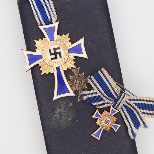 German WWII Gold Mother's Cross, W/ Case & Miniature