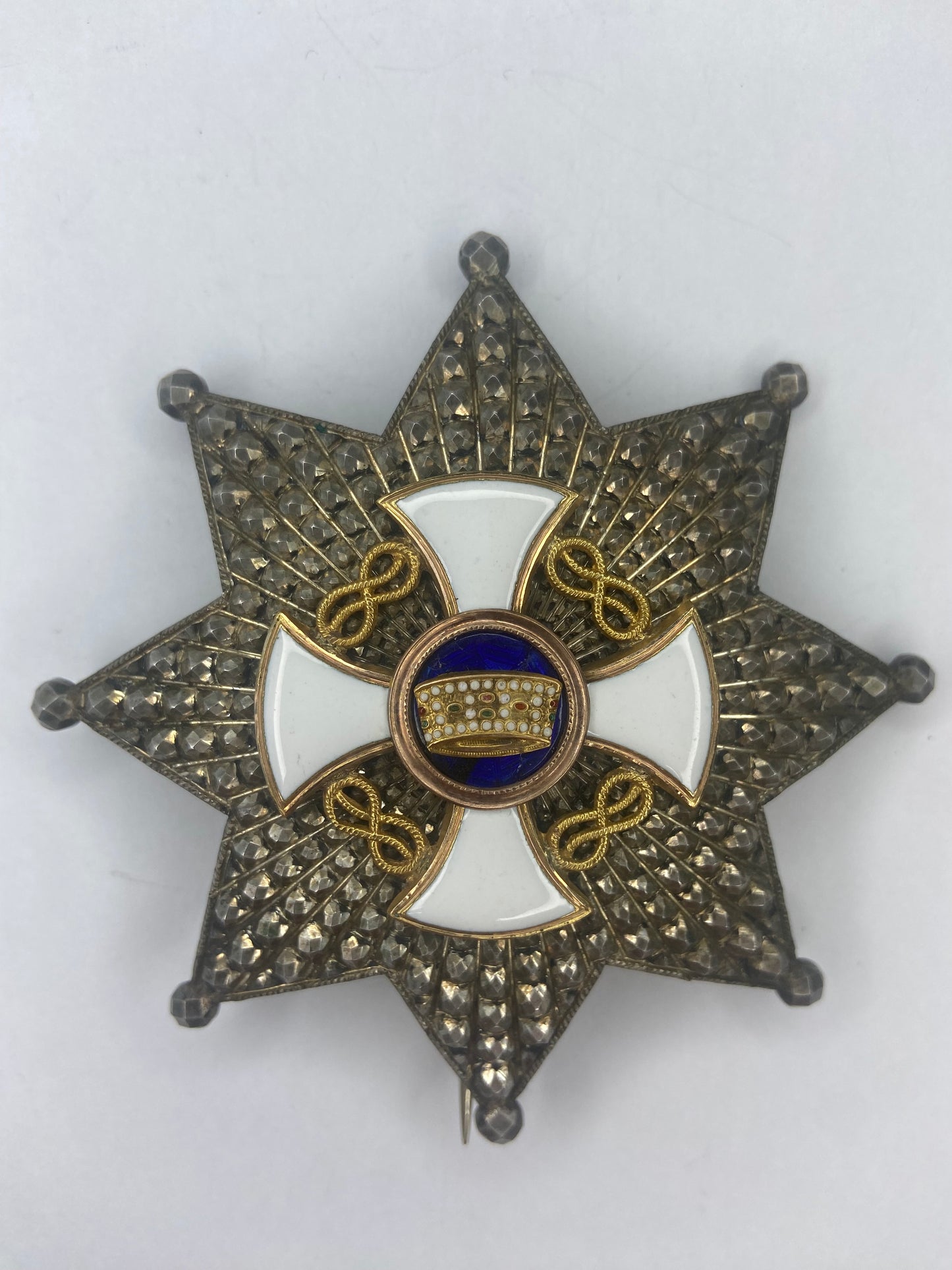 ITALY ORDER OF THE CROWN GRAND OFFICER NECK BADGE AND BREAST STAR. GOLD. AND SILVER. RARE!