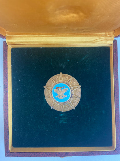 MEXICO ORDER OF THE AZTEC EAGLE 2ND CLASS BREAST STAR. BOXED. RARE!