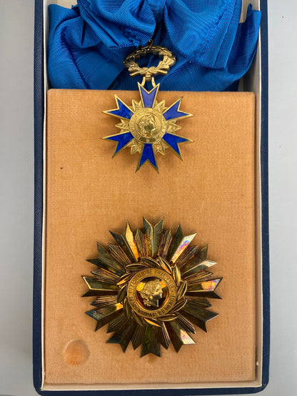 FRANCE REPUBLIC ORDER OF MERIT GRAND CROSS SET. SILVER/GILT/HALLMARKED