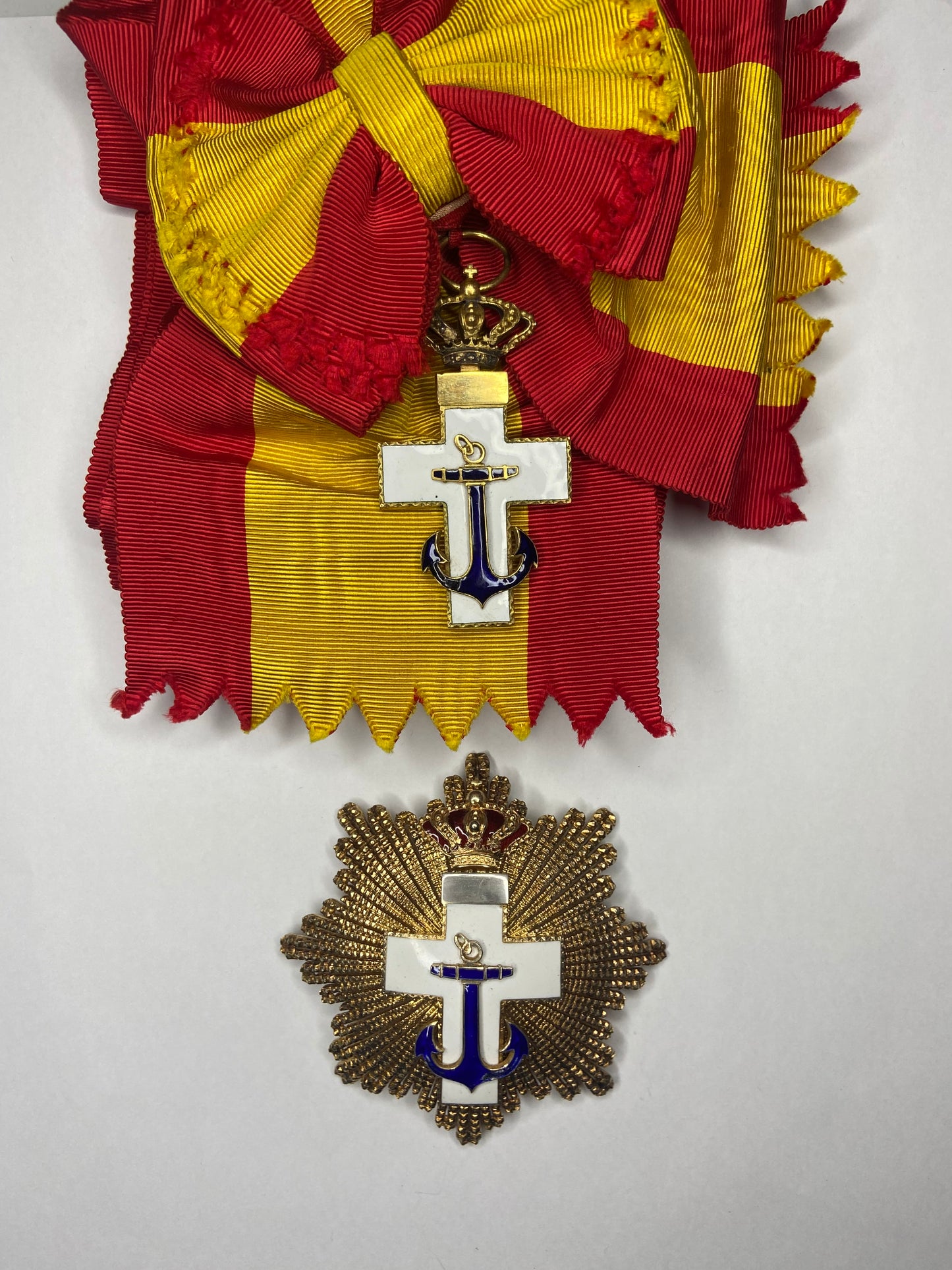 西班牙海军大十字勋章套装。银。早期版本