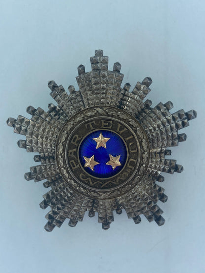 LATVIA ORDER OF THE 3 STARS. GRAND CROSS GRADE BREAST STAR. SILVER/HALLMARKED. VERY RARE!