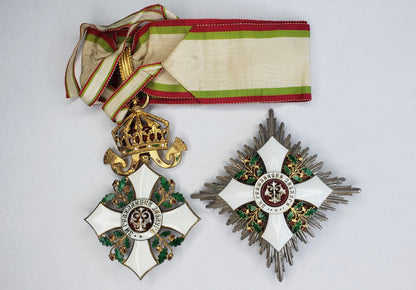 BULGARIA KINGDOM ORDER FOR CIVIL MERIT GRAND OFFICER NECK BADGE AND BREAST STAR. TYPE 2. RR!