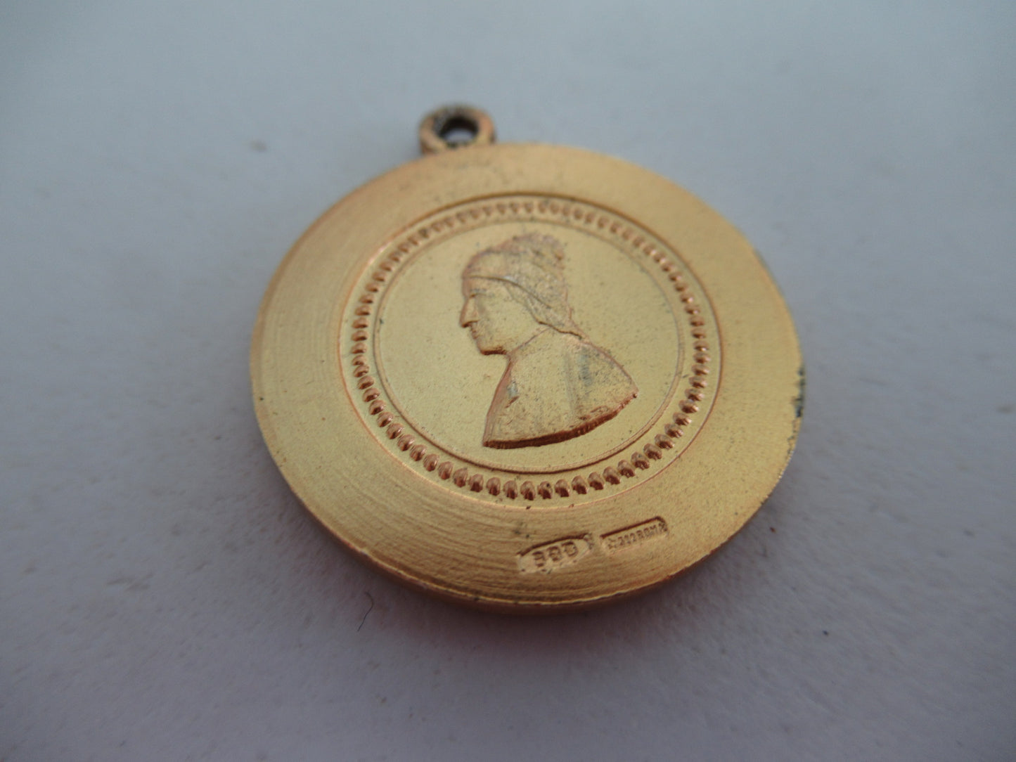 Italy Society of Dante Alighieri Medal. Silver/Gilt. Hallmarked.