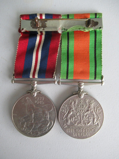 CANADA GROUP OF 2 WWII MEDALS ON MEDAL BAR. NOT NAMED. 6.