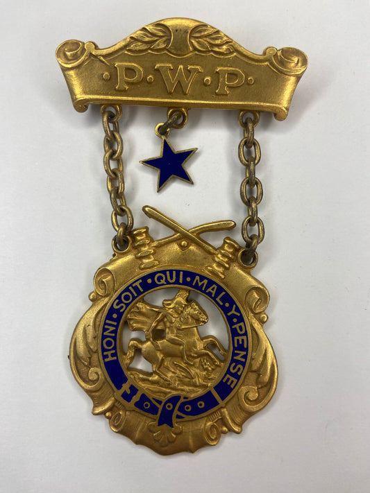 USA PWP BADGE MEDAL GOLD FILLED/MARKED. NAMED/DATED/NUMBERED. RARE. VF