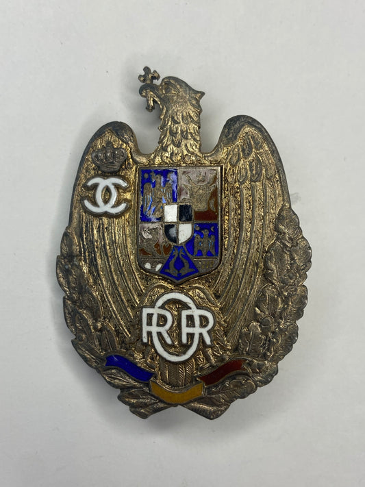 ROMANIA KINGDOM OFFICER IN RESERVE BADGE MEDAL SILVER/GILT.  #55! RARE