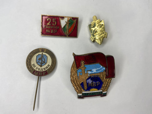 BULGARIA SOCIALIST MVR BADGES MEDAL. 4 DIFFERENT INSIGNIAS. ORIGINAL