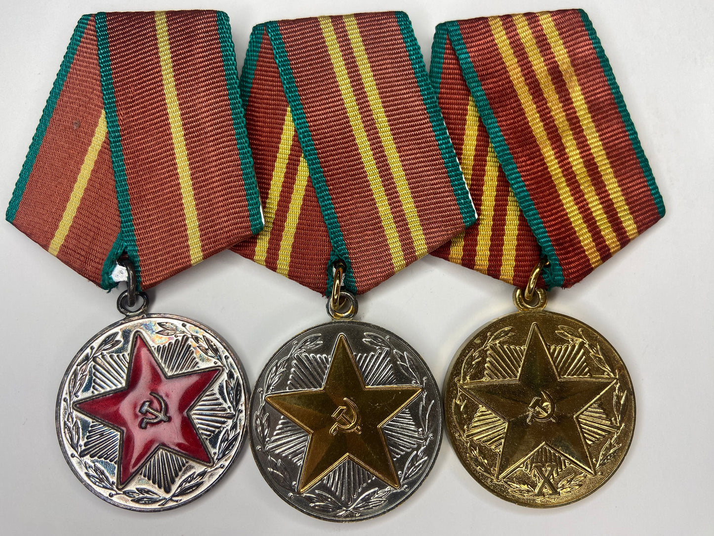 SOVIET RUSSIA 10, 15, & 20 YEAR MILITARY SERVICE MEDALS