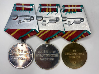 SOVIET RUSSIA 10, 15, & 20 YEAR MILITARY SERVICE MEDALS