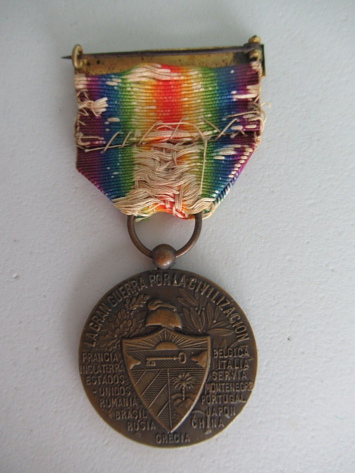 CUBA WWI VICTORY MEDAL. OFFICIAL ISSUE. MARKED. RARE!