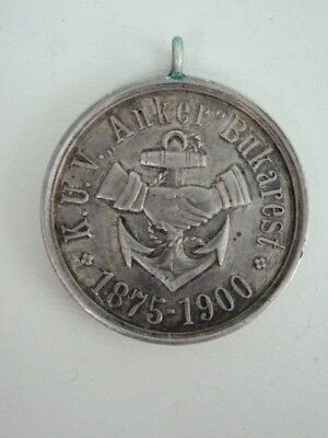 ROMANIA KINGDOM 1875-1900 ANKER SOCIETY MILITARY MEDAL. SILVER. RARE!!