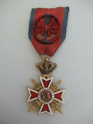 ROMANIA KINGDOM CROWN ORDER OFFICER GRADE W/ SWORDS. TYPE 2. RARE! 3