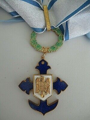 ROMANIA ORDER OF NAVAL BRAVERY GO SET. SILVER. MARKED. NUMBERED 914!)