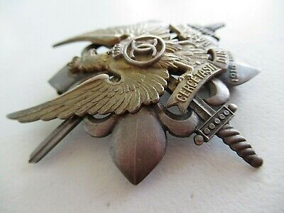 ROMANIA KINGDOM SCOUT OFFICER'S REGIMENT BADGE. SILVER/MARKED CAROL II