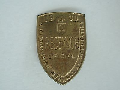 ROMANIA KINGDOM OFFICIAL'S CENSORS BADGE 1930. RARE!