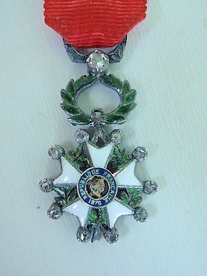 FRANCE ORDER OF THE LEGION OF HONOR MINIATURE WITH DIAMONDS. SILVER. RARE. VF+
