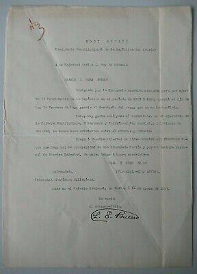 1907 年厄瓜多尔总统致罗马尼亚国王的信，宣布