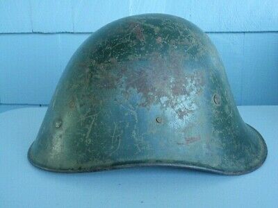 ROMANIA KINGDOM 1930'S ISSUE KING CAROL II COMBAT HELMET. MISSING EMBL