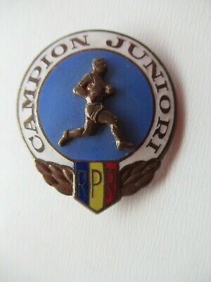 ROMANIA SOCIALIST RPR 1964 JUNIOR TRACK & FIELD CAMPIONSHIP BADGE MEDA