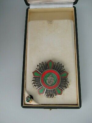 TUNISIA NATIONAL ORDER OF MERIT BREAST STAR. SILVER/HALLMARKED. CASED.