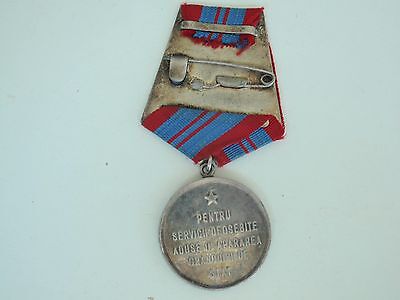 ROMANIA SECURITY FORCES MERIT MEDAL RPR. SILVER. RARE! VF+