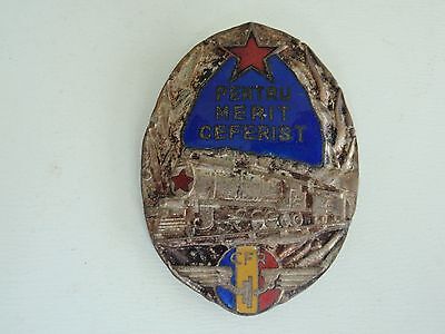 ROMANIA SOCIALIST RAILWAY WORKER MERIT BADGE MEDAL #765. VERY RARE!. V