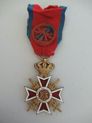 ROMANIA KINGDOM CROWN ORDER OFFICER GRADE W/ SWORDS. TYPE 2. RARE! 4