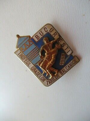 ROMANIA SOCIALIST RPR 1958 BALCANIC SPORTS BUCURESTI BADGE MEDAL. RARE