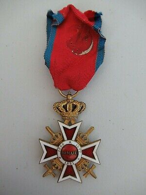 ROMANIA KINGDOM CROWN ORDER OFFICER GRADE W/ SWORDS. TYPE 2. RARE! 4