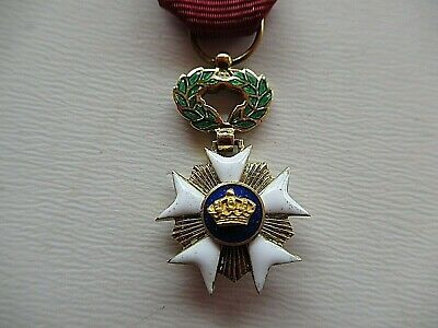 BELGIUM ORDER OF THE CROWN MINIATURE. MADE IN GOLD!  6 GRAMS. VF+