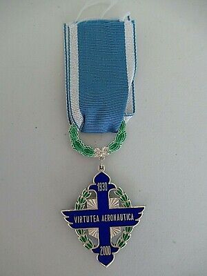 ROMANIA ORDER OF AIR FORCE BRAVERY 2000 KNIGHT GRADE WITH WREATH. SILV