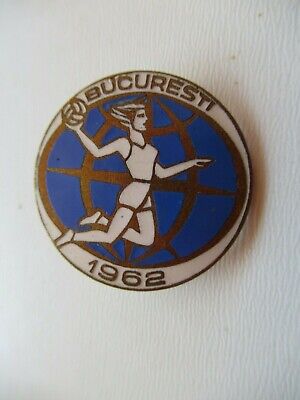 ROMANIA SOCIALIST RPR 1962 VOLLEY BALL CHAMPIONSHIP BADGE MEDAL. RARE