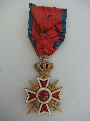 ROMANIA KINGDOM CROWN ORDER OFFICER GRADE W/ SWORDS. TYPE 2. RARE! 3