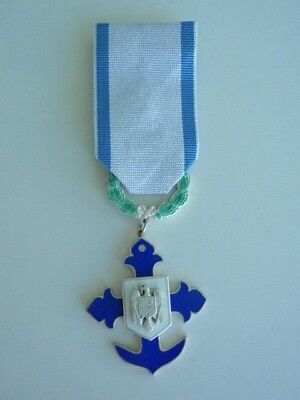 ROMANIA ORDER OF NAVAL BRAVERY 5TH CLASS W/O SWORDS. SILVER. RARE! VF+