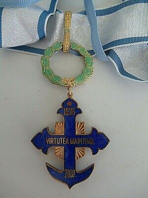 ROMANIA ORDER OF NAVAL BRAVERY GO SET. SILVER. MARKED. NUMBERED 914!)