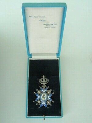 SERBIA ORDER OF ST. SAVA COMMANDER GRADE NECK BADGE WITH RIBBON. TYPE 3