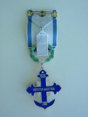 ROMANIA ORDER OF NAVAL BRAVERY 5TH CLASS W/O SWORDS. SILVER. RARE! VF+