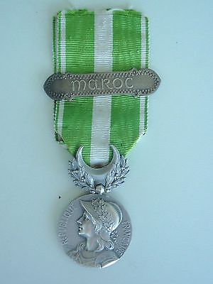 FRANCE MOROCCO CAMPAIGN MEDAL WITH ONE BAR. SILVER. 1