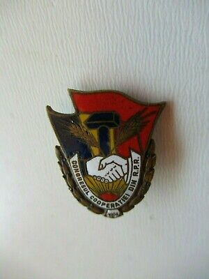 ROMANIA SOCIALIST RPR COOPERATION CONGRESS BADGE MEDAL. RARE VF+