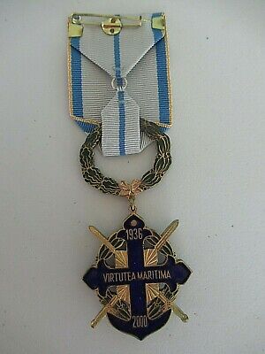 ROMANIA ORDER OF NAVAL BRAVERY 2000 OFFICER GRADE WITH SWORDS. SILVER.