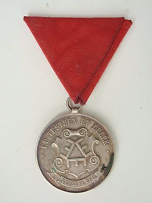 HUNGARY FIRE FIGHTER MEDAL LARGE SIZE. SILVER. NAMED. RARE! VF+