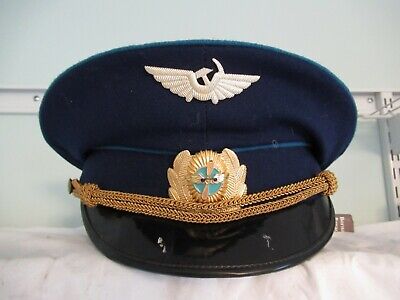 SOVIET RUSSIA OFFICER'S COMMERCIAL PILOT VISOR HAT.  VF+ MEDAL. UNIFOR