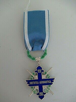 ROMANIA ORDER OF AIR FORCE BRAVERY 2000 KNIGHT GRADE WITH SWORDS. SILVER