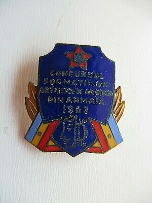 ROMANIA SOCIALIST RPR 1963 MILITARY COMPETATIVE BADGE MEDAL. RARE.