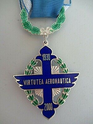 ROMANIA ORDER OF AIR FORCE BRAVERY 2000 KNIGHT GRADE WITH WREATH. SILV