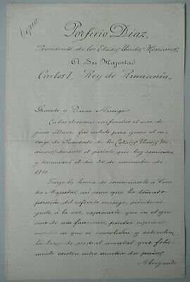 MEXICO 1904 LETTER FROM THE PRESIDENT TO KING OF ROMANIA ANNOUNCING  N